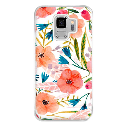 Peach Watercolour Floral Pattern Phone Case for Galaxy S9 Plus