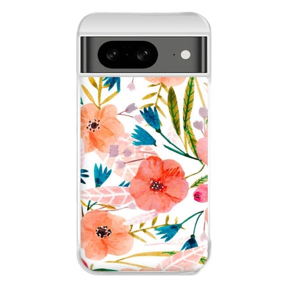 Peach Watercolour Floral Pattern Phone Case for Google Pixel 8