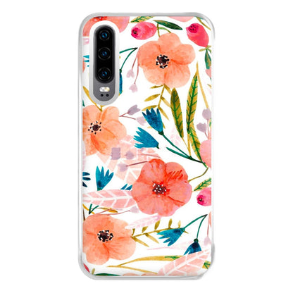 Peach Watercolour Floral Pattern Phone Case for Huawei P30