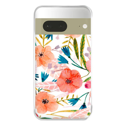 Peach Watercolour Floral Pattern Phone Case for Google Pixel 7a