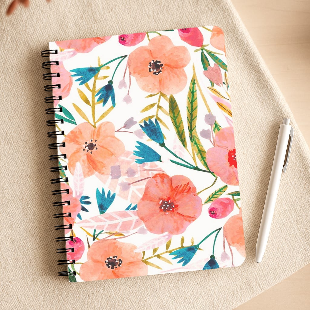 Peach Watercolour Floral Pattern Notepad