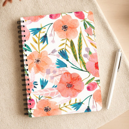 Peach Watercolour Floral Pattern Notepad