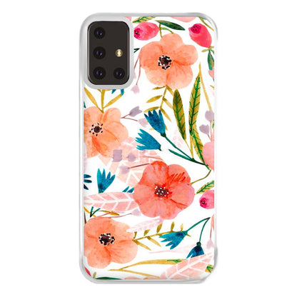 Peach Watercolour Floral Pattern Phone Case for Galaxy A71