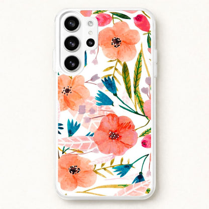 Peach Watercolour Floral Pattern Phone Case for Galaxy S26 Ultra