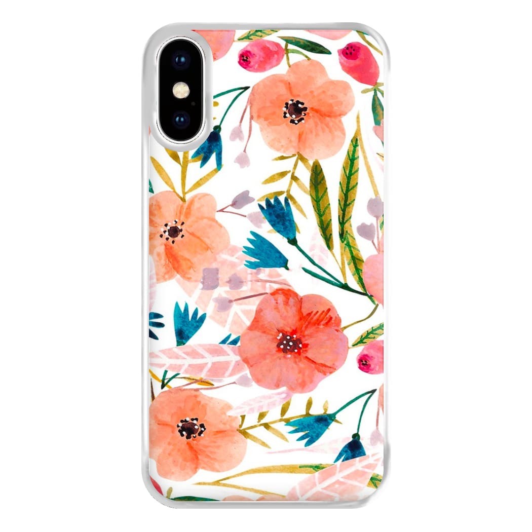 Peach Watercolour Floral Pattern Phone Case for iPhone XS Max