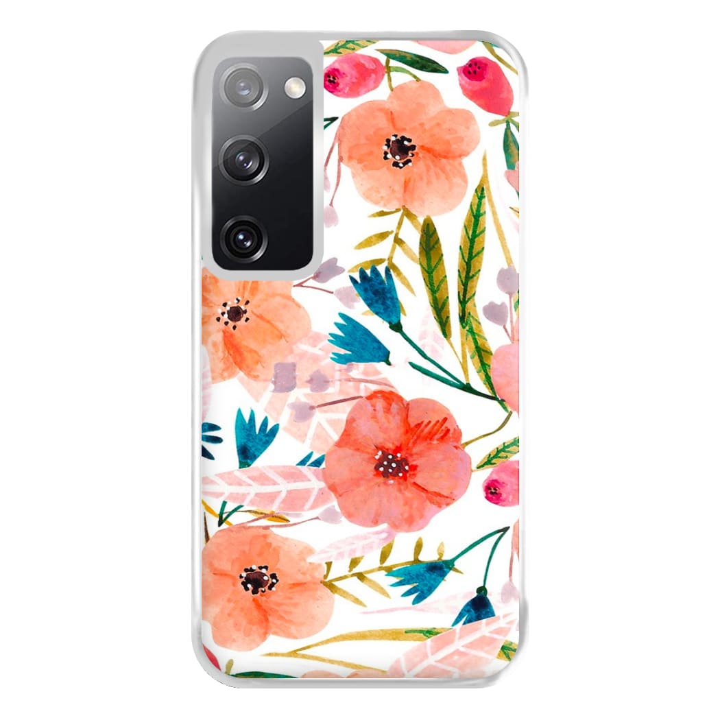 Peach Watercolour Floral Pattern Phone Case for Galaxy S20