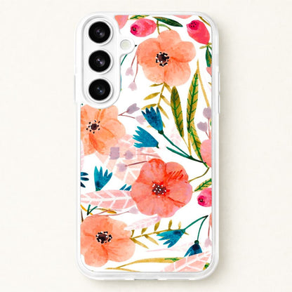 Peach Watercolour Floral Pattern Phone Case for Galaxy S26 Plus