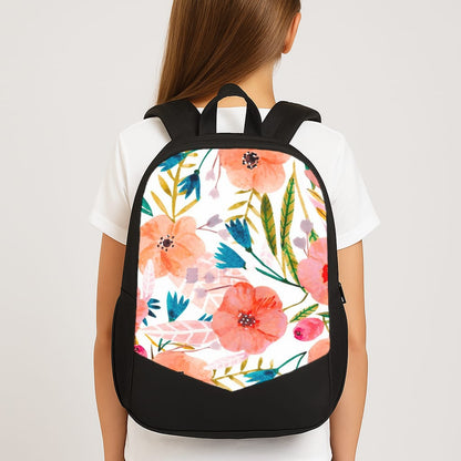 Peach Watercolour Floral Pattern Large School Bag