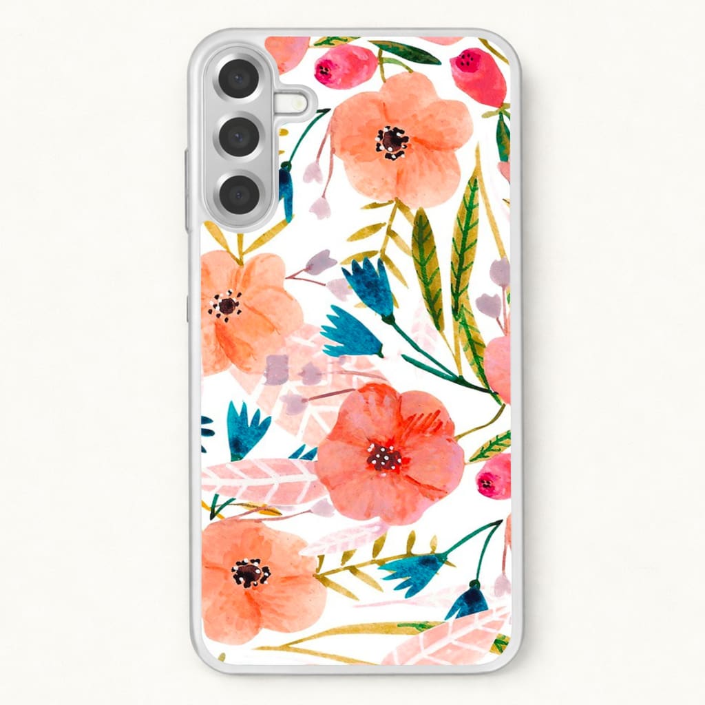 Peach Watercolour Floral Pattern Phone Case for Galaxy A17