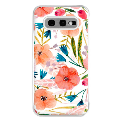 Peach Watercolour Floral Pattern Phone Case for Galaxy S10e