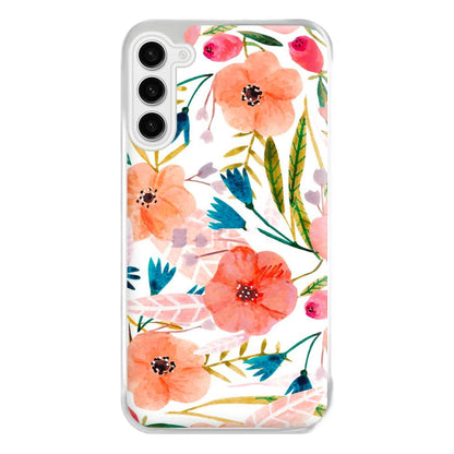 Peach Watercolour Floral Pattern Phone Case for Galaxy S23FE