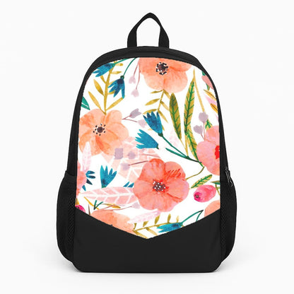 Peach Watercolour Floral Pattern Large Backpack