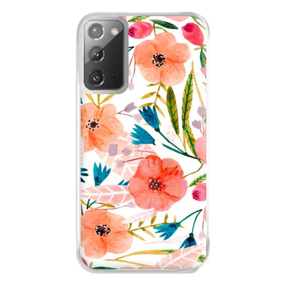 Peach Watercolour Floral Pattern Phone Case for Galaxy Note 20 Ultra