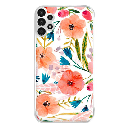 Peach Watercolour Floral Pattern Phone Case for Galaxy A13