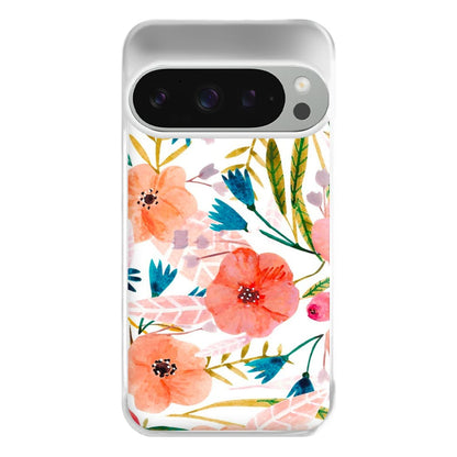 Peach Watercolour Floral Pattern Phone Case for Google Pixel 9 Pro XL