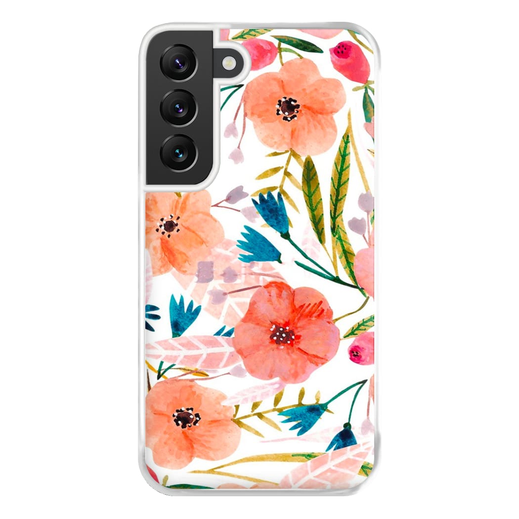 Peach Watercolour Floral Pattern Phone Case for Galaxy S22 Plus