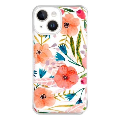 Peach Watercolour Floral Pattern Phone Case for iPhone 14