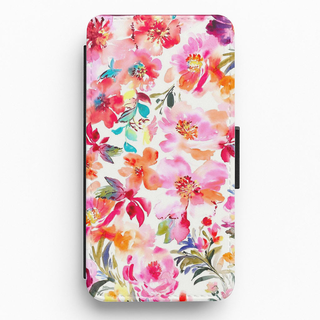 Spring Floral Pattern Flip Wallet Phone Case