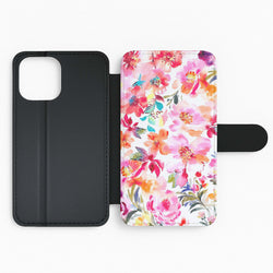 Spring Floral Pattern Flip Wallet Phone Case