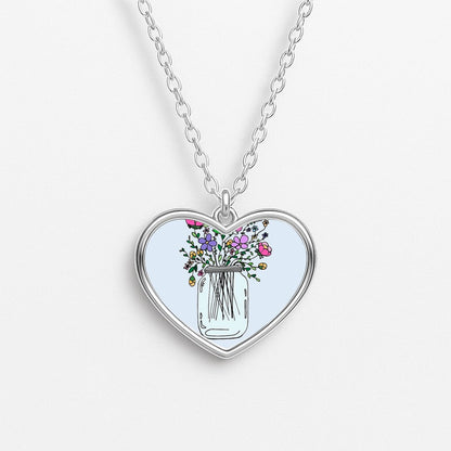 Cartoon Flower Jar Heart Necklace