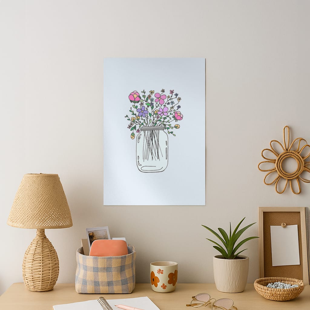 Cartoon Flower Jar Art Print