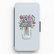 Cartoon Flower Jar Flip Wallet Phone Case 1