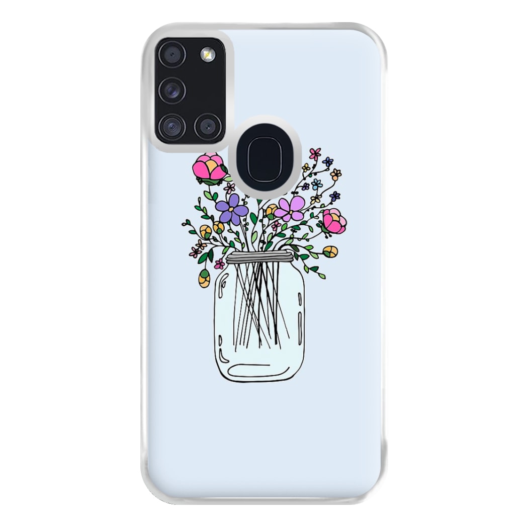 Cartoon Flower Jar Phone Case for Galaxy A21s