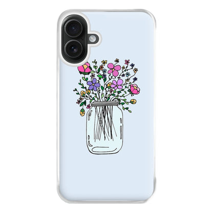 Cartoon Flower Jar Phone Case for iPhone 16 Plus