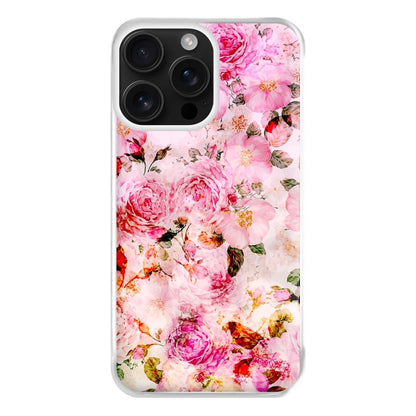 Pretty Pink Chic Floral Pattern Phone Case for iPhone 16 Pro Max