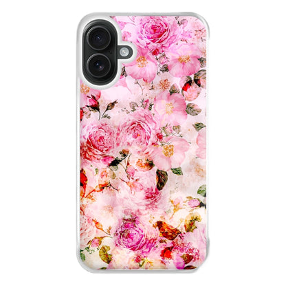 Pretty Pink Chic Floral Pattern Phone Case for iPhone 16 Plus