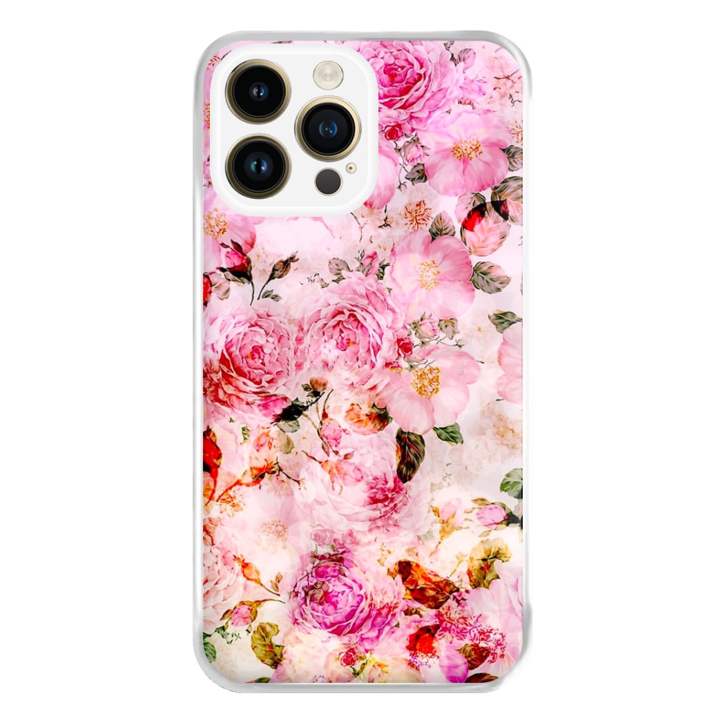 Pretty Pink Chic Floral Pattern Phone Case for iPhone 14 Pro Max