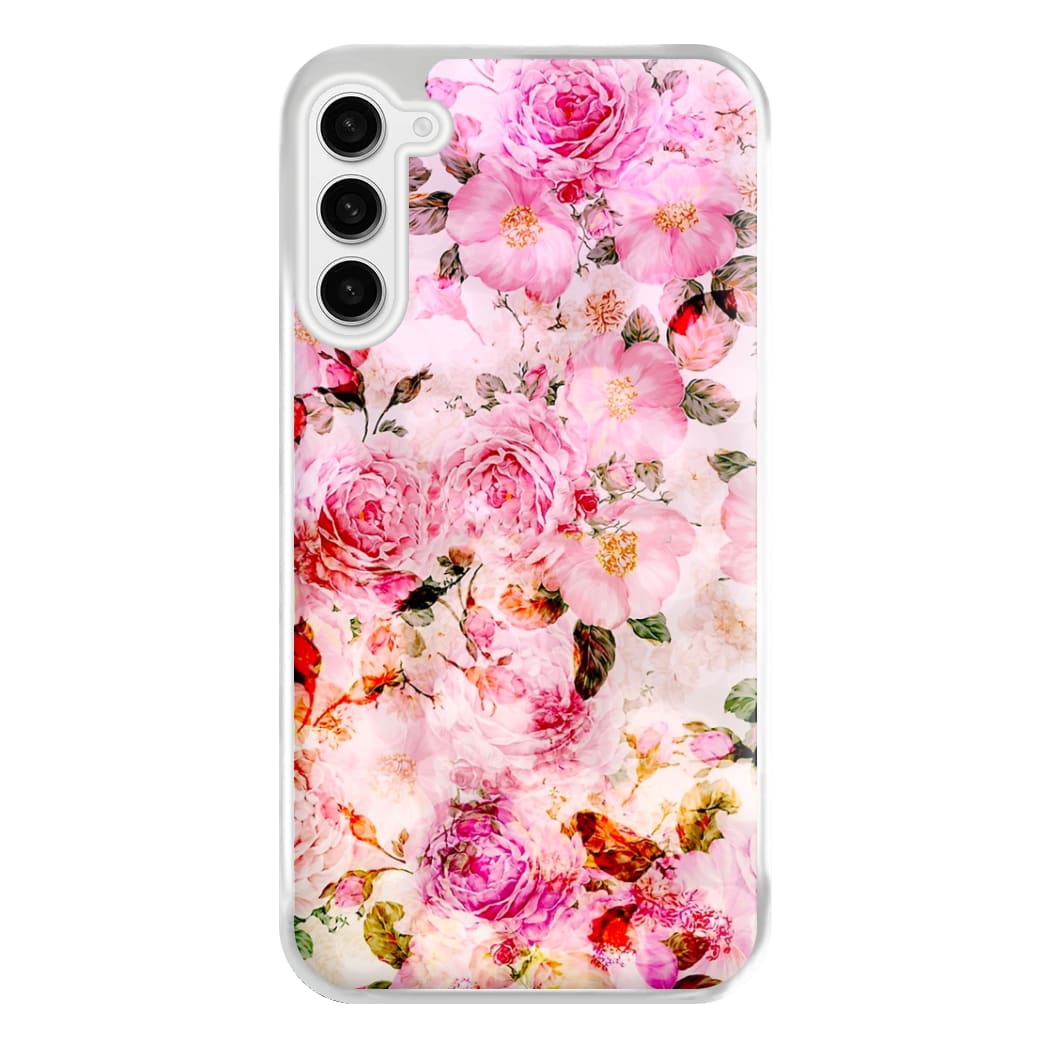 Pretty Pink Chic Floral Pattern Phone Case for Galaxy S23FE