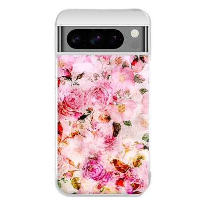 Pretty Pink Chic Floral Pattern Phone Case for Google Pixel 8 Pro