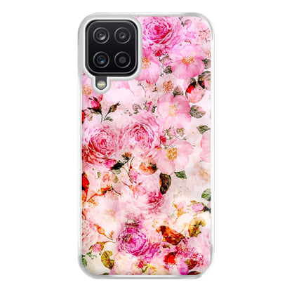 Pretty Pink Chic Floral Pattern Phone Case for Galaxy A12