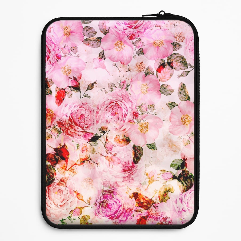 Pretty Pink Chic Floral Pattern Laptop Sleeve