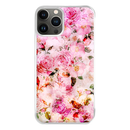 Pretty Pink Chic Floral Pattern Phone Case for iPhone 13 Pro Max