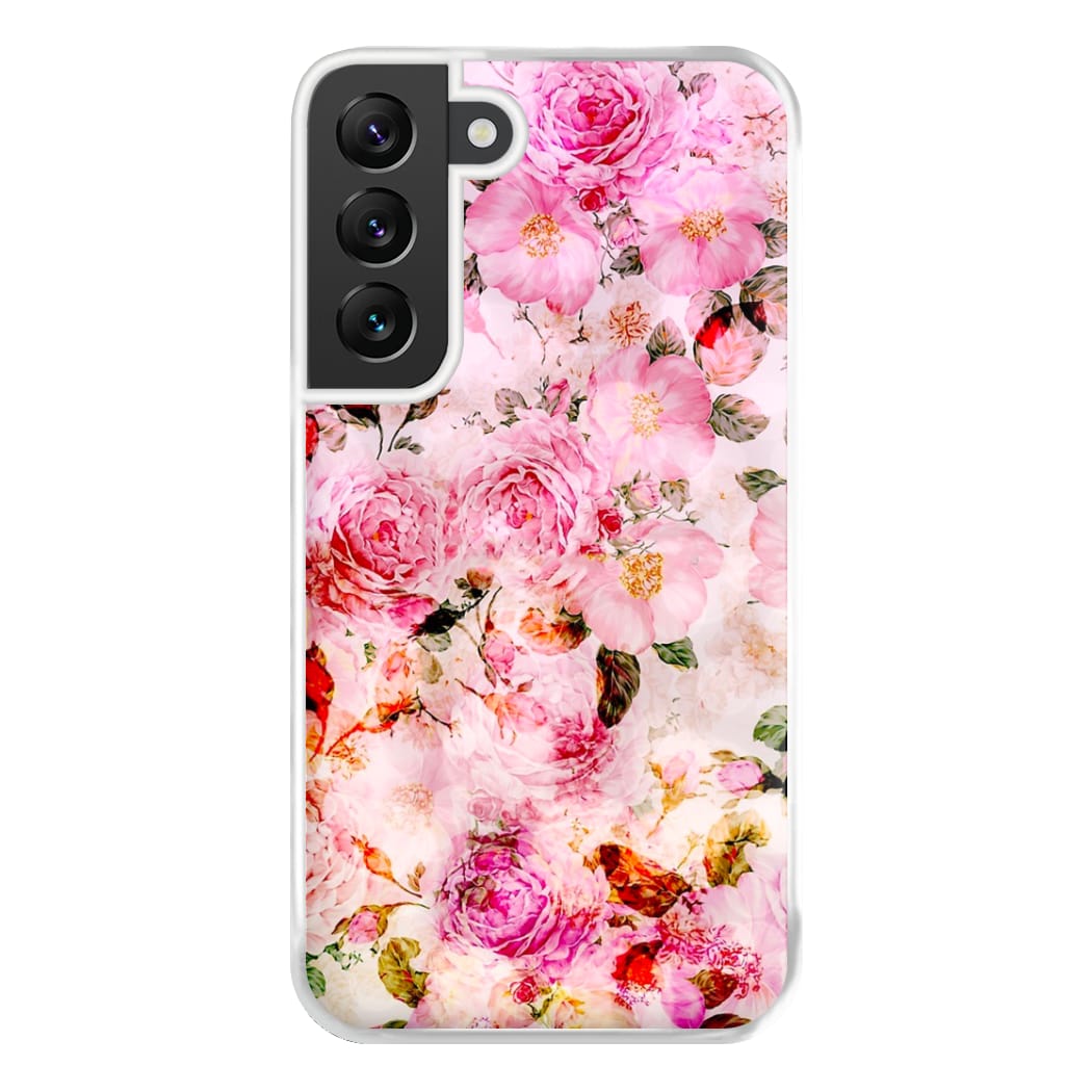 Pretty Pink Chic Floral Pattern Phone Case for Galaxy S22 Plus