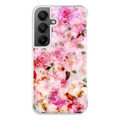 Pretty Pink Chic Floral Pattern Phone Case for Galaxy A55