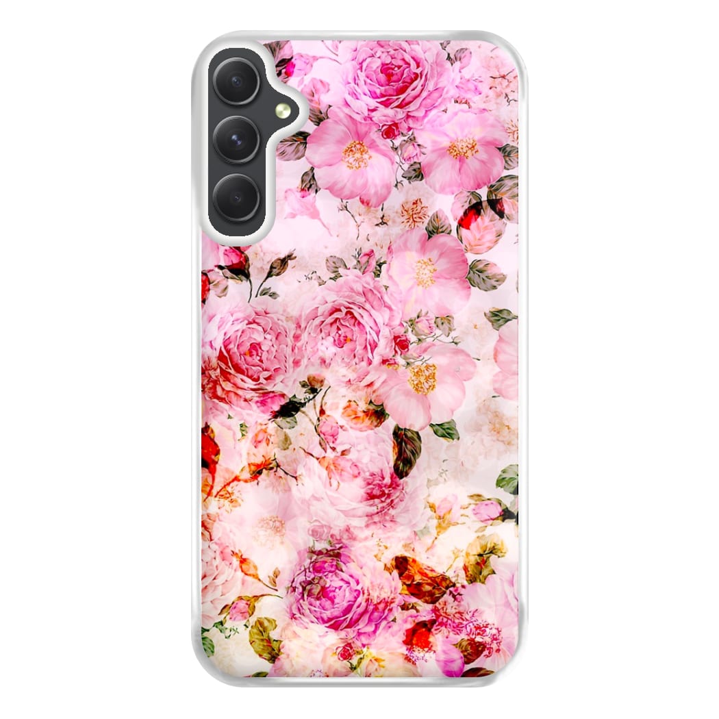 Pretty Pink Chic Floral Pattern Phone Case for Galaxy A34