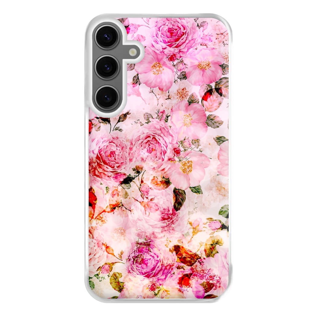 Pretty Pink Chic Floral Pattern Phone Case for Galaxy S24FE