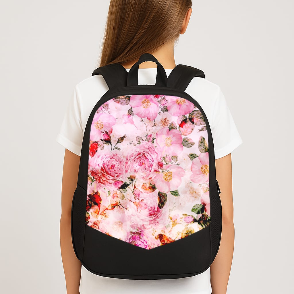 Pretty Pink Chic Floral Pattern Large School Bag