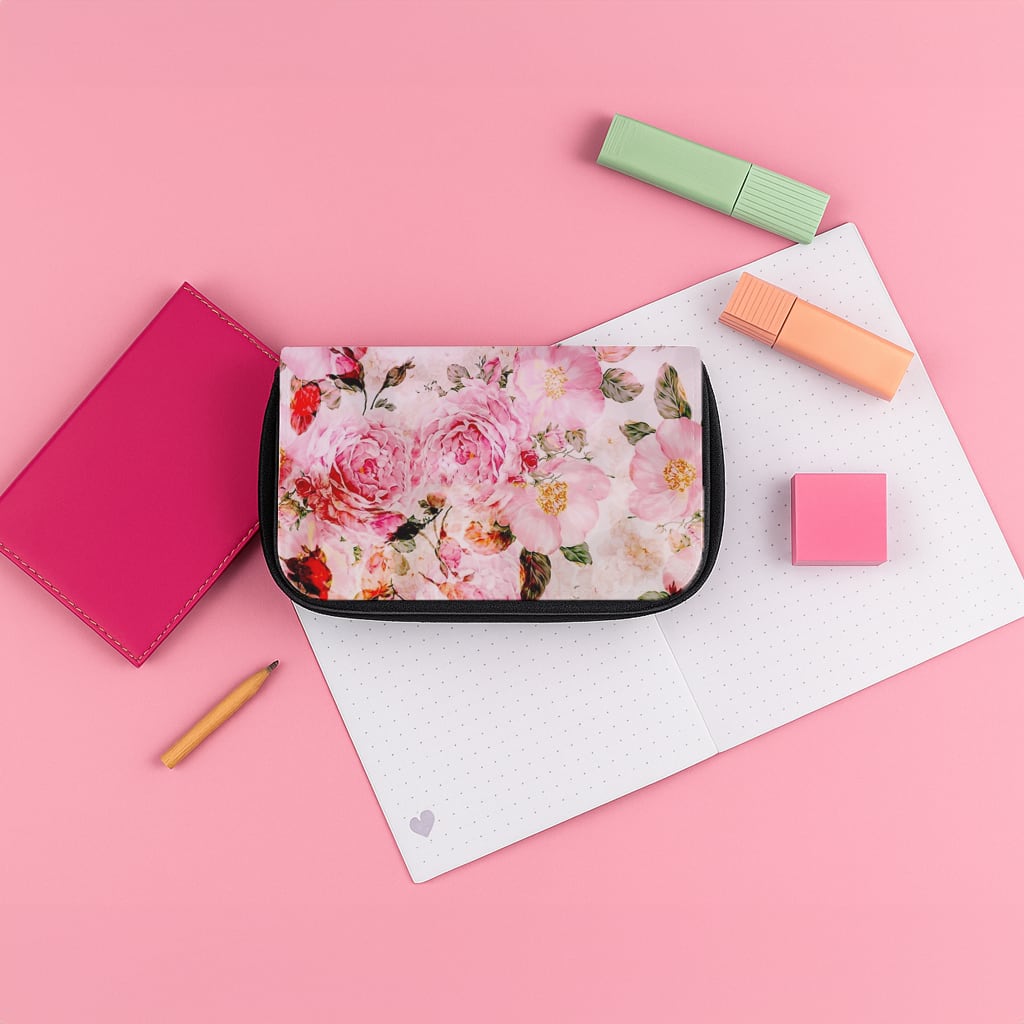Pretty Pink Chic Floral Pattern Pencil Case