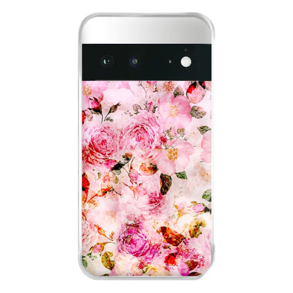 Pretty Pink Chic Floral Pattern Phone Case for Google Pixel 6a