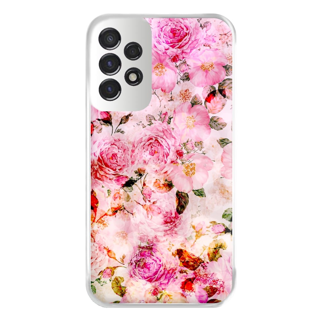 Pretty Pink Chic Floral Pattern Phone Case for Galaxy A53