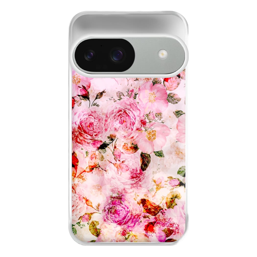 Pretty Pink Chic Floral Pattern Phone Case for Google Pixel 9 / 9 Pro