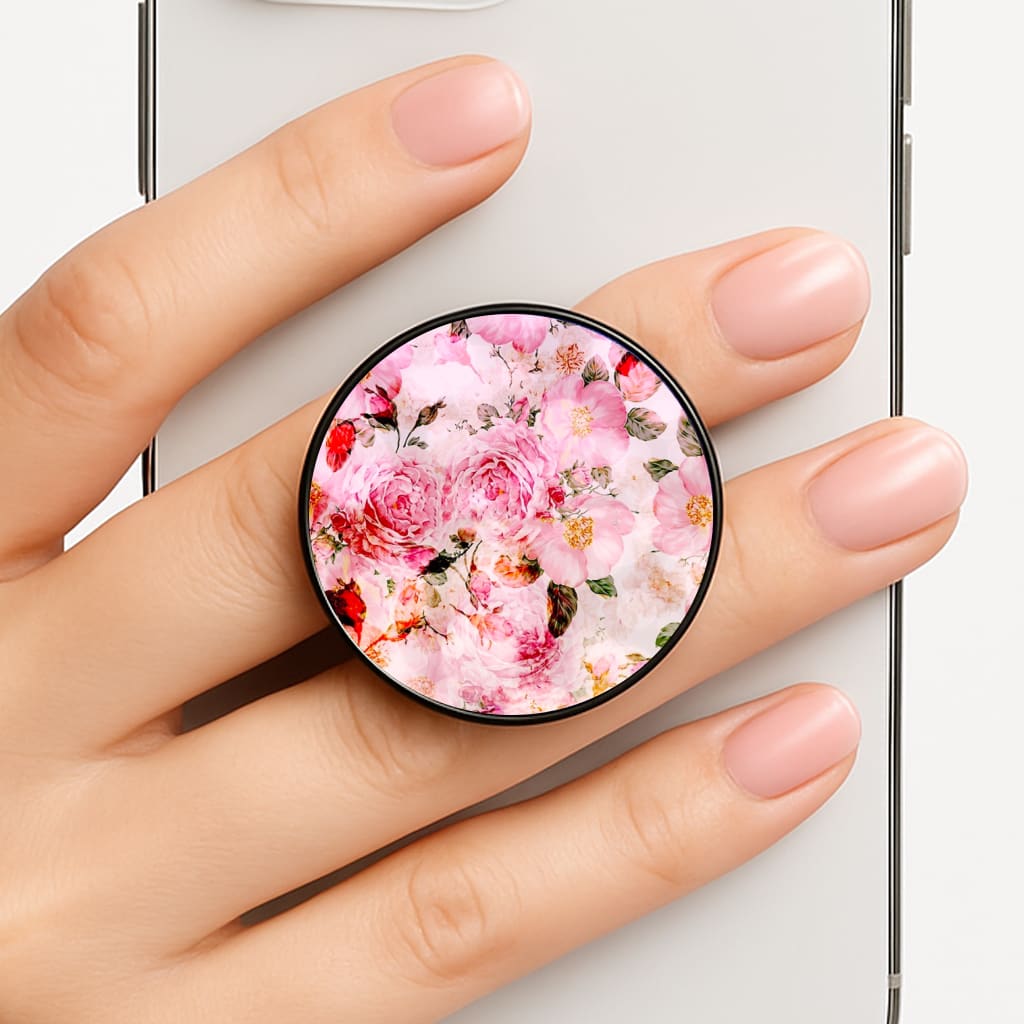 Pretty Pink Chic Floral Pattern Phone Grip
