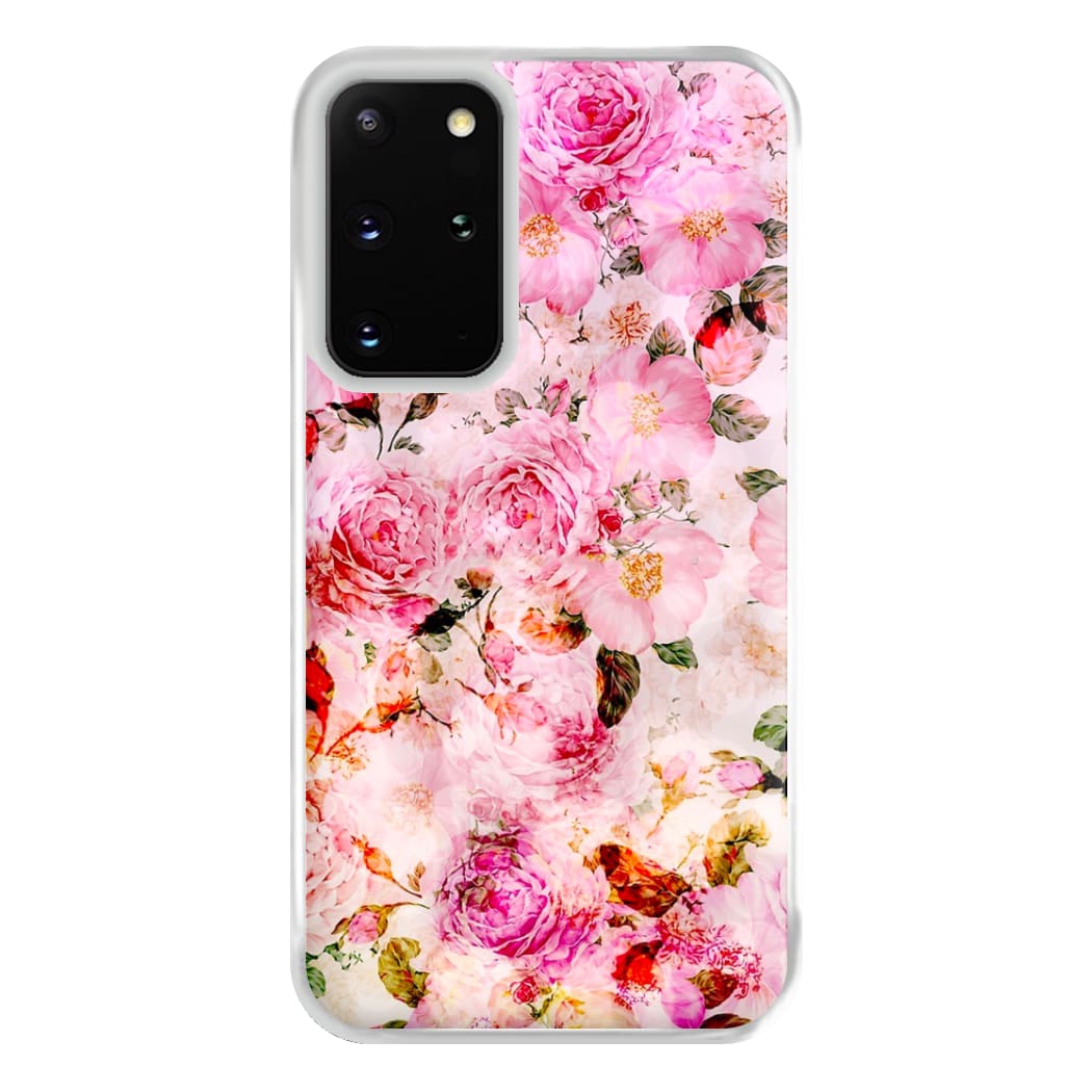 Pretty Pink Chic Floral Pattern Phone Case for Galaxy S20 Plus