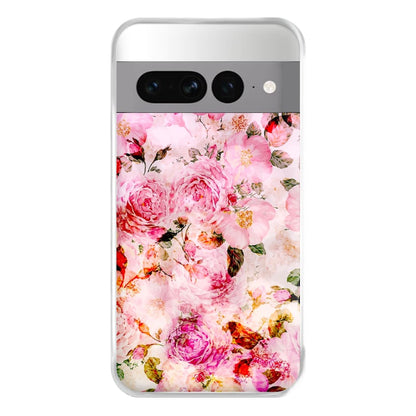 Pretty Pink Chic Floral Pattern Phone Case for Google Pixel 7 Pro