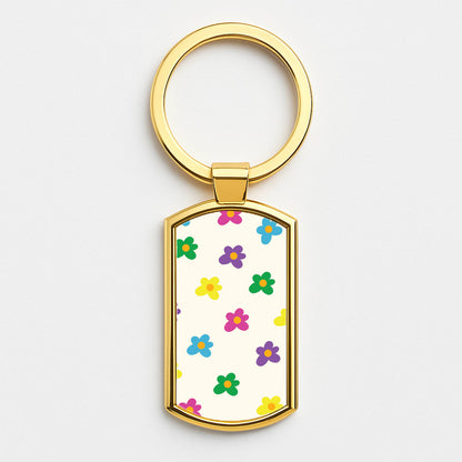 Cute Flower Pattern - Floral Gold Keyring