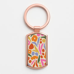 Abstract Floral Pattern - Floral Rose Gold Keyring